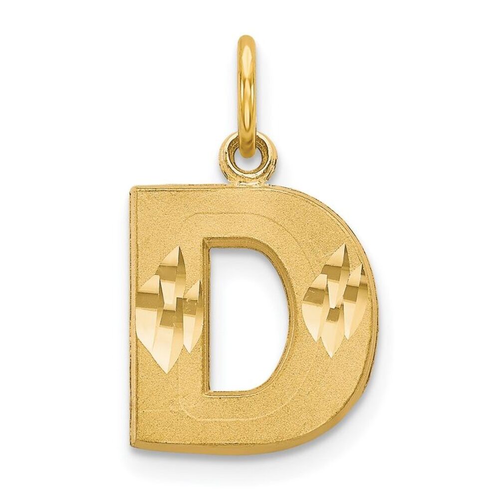 14k Yellow Gold, Julia Collection, Small Satin Block Initial D Pendant